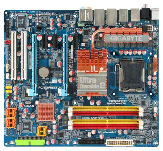 S-775 Gigabyte EX38-DS4 (X38/ICH9R FSB1600 4*DDR2-1200 2PCIe-x16 8ch 2xGLAN 1394 ATX)
