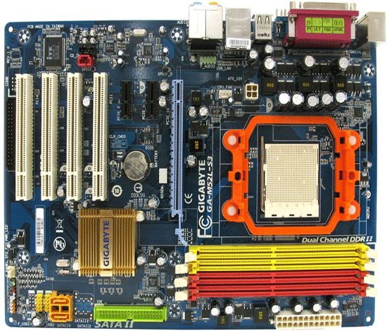 S-AM2 Gigabyte M52L-S3 (520LE 4*DDR2-800 PCIe-x16 8ch LAN ATX)