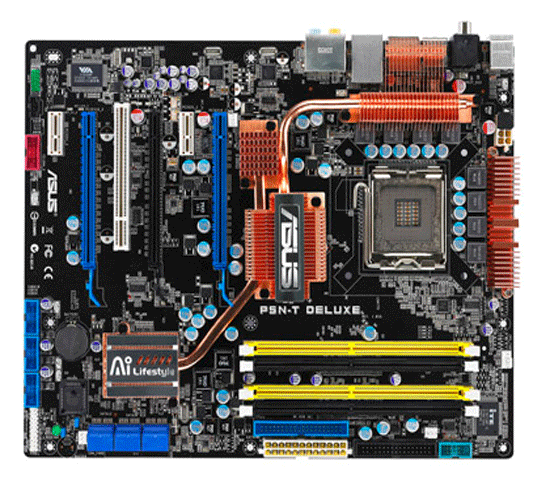 S-775 Asus P5N-T DELUXE (nForce 780i SLI FSB1333 4*DDR2-1066 3PCIe-x16 8ch GLAN 2*1394 ATX)